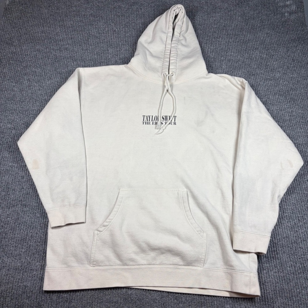 Taylor Swift The Eras Tour Hoodie Beige Cream Mens 3XL Graphic Concert Pullover